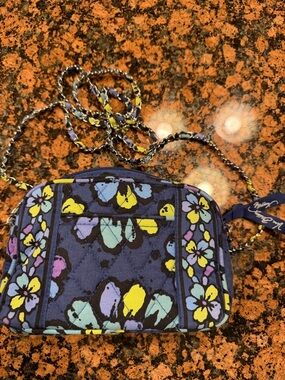 Vera Bradley Navy Quilted Floral Crossbody with Yellow and Light Blue Accents